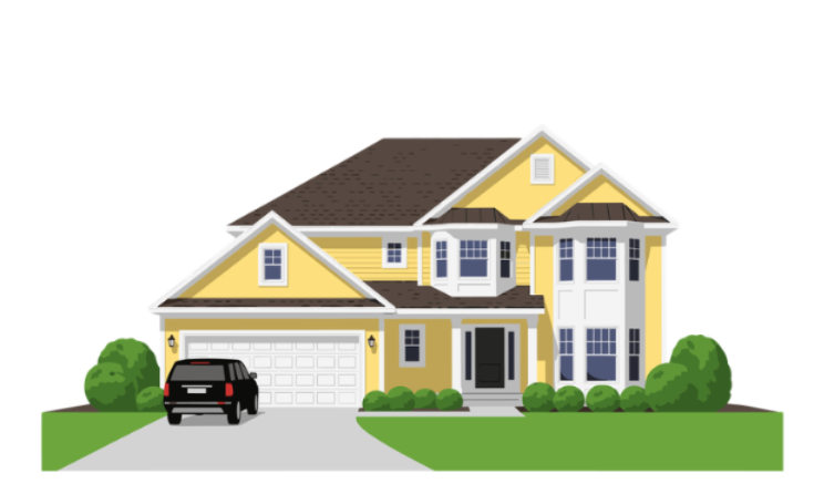 single family house with a car in the driveway